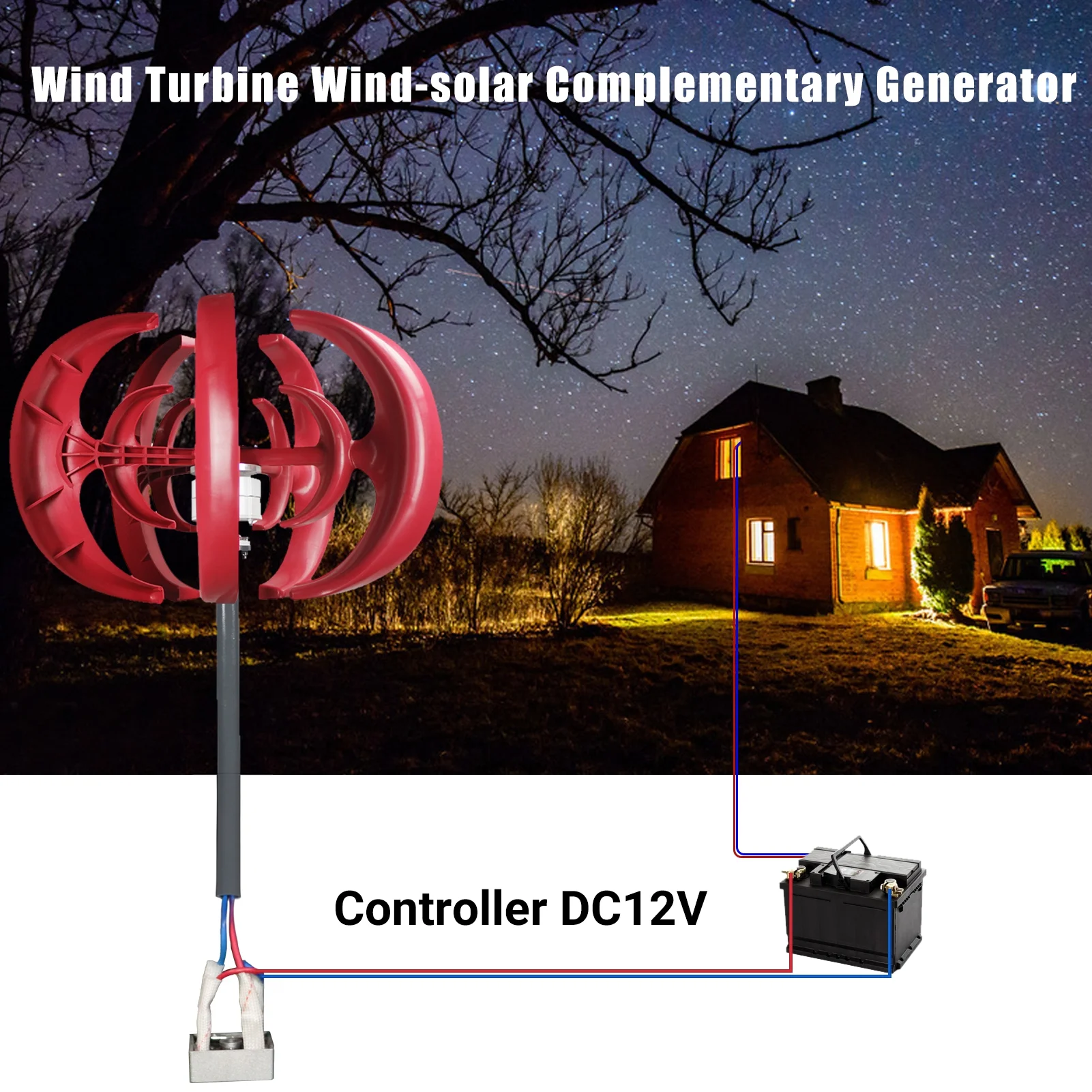 4500W Vertical Wind Turbine Generator Kit (12V, 5-Blade) - Image 3