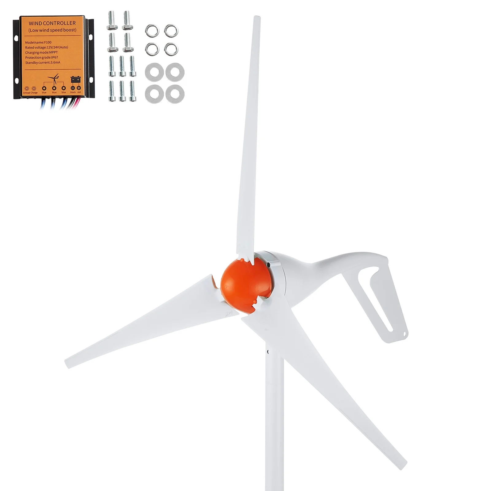500W Wind Turbine Generator Kit with MPPT Controller (12V, 3-Blade)