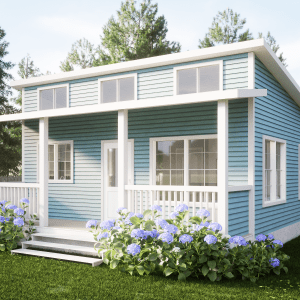 Cottage Tiny House Plan & Wood Cabin 3D Images with PDF Blueprint