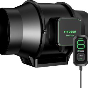 Aerozesh S6 6-Inch 405 CFM Inline Duct Fan with E12 Speed Controller, Entirely Programmable Pwm-Controlled EC Fan for Grow Tent Ventilation