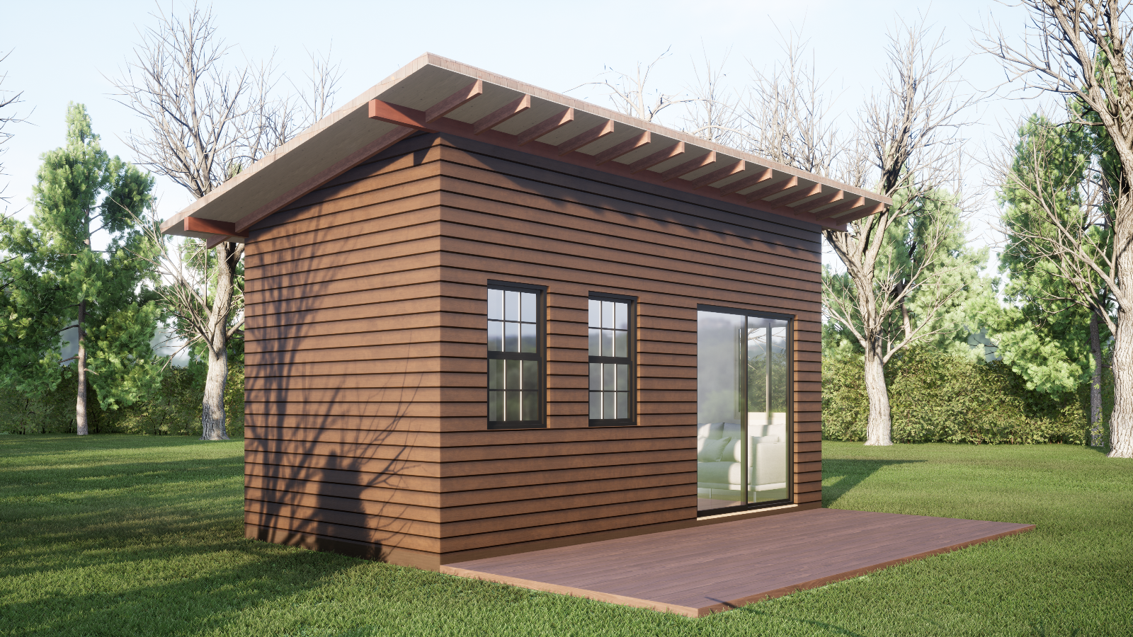 Simple Cabin House Plan with 3D Images and Print Ready PDF for Blueprint Drawing
