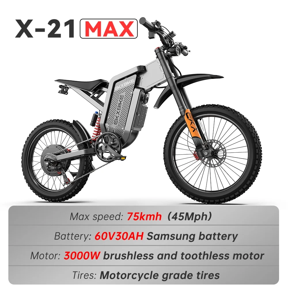EKX X21 MAX Electric Mountain Dirt Bike3000W 45MPH 60V 30AH - Image 3