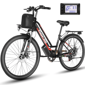 500W Electric Cruiser Bike – 26", 48V, 19.8mph, 7-Speed with Rack