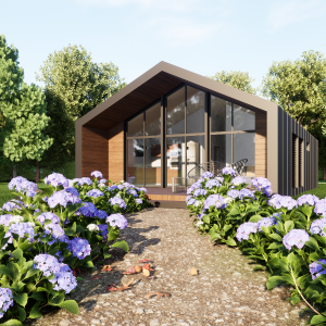 Modern House Plan 3D Images 3 Bedroom DWG CAD File for Blueprint Plans -1014Sqft