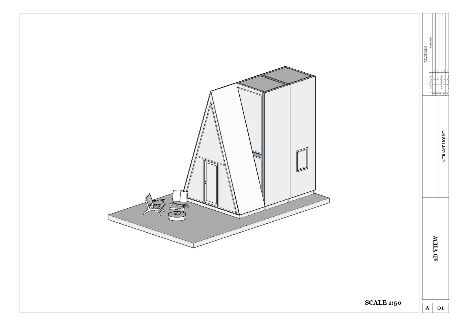 A-Frame Low Budget 16’X12’ Tiny House Plan & CAD File,Pdf Blueprint,3D Image - Image 4