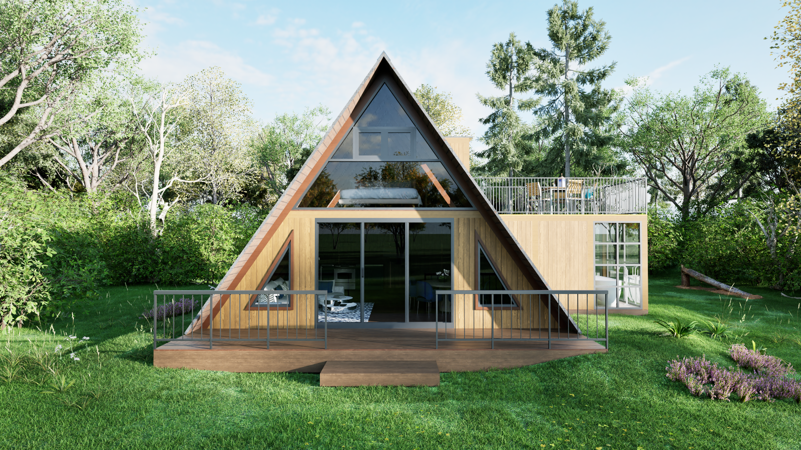 A-Frame Cabin House Plan with Auto CAD File, Blueprint PDF & Realistic 3D Images - Image 2