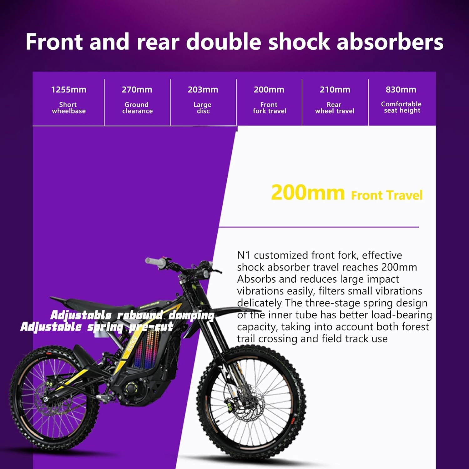 8000W Electric Dirt Bike – 72V 30Ah, 50mph Top Speed, 76-Mile Range - Image 5
