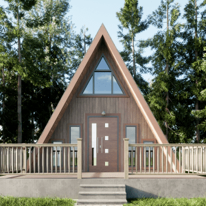 Modern A-Frame Cabin Drawing & 3D Images ,Material List,Cad File and PDF