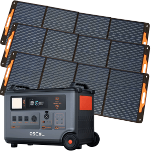 Portable Power Station 6000W with 3X200W Solar Panel, 3600Wh Lifep04 Solar Generator for Home Use, Outdoor Camping, Powermax 6000