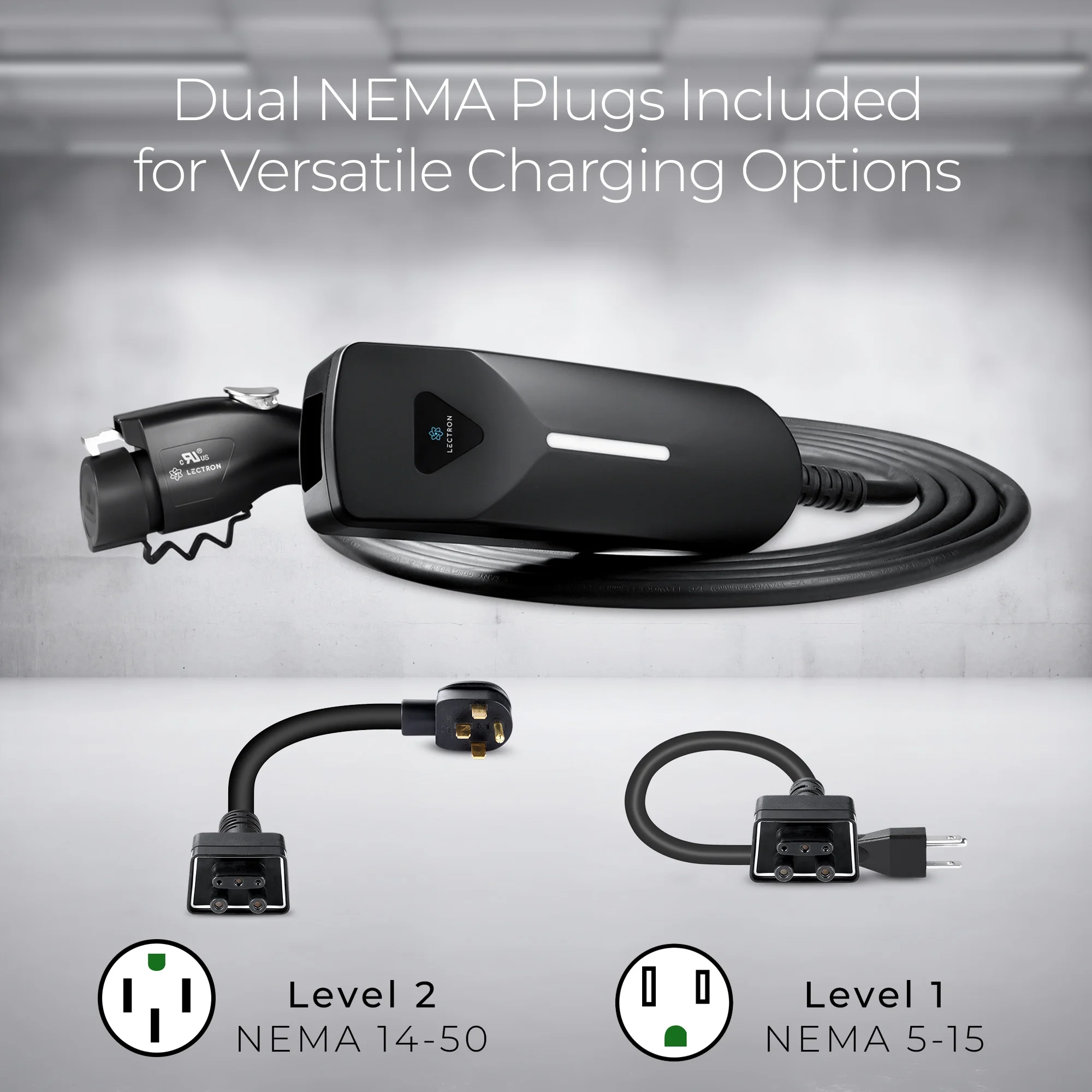 Dual-Plug Level 1/2 EV Charger 1240A NEMA 5-15 & 14-50 - Image 3