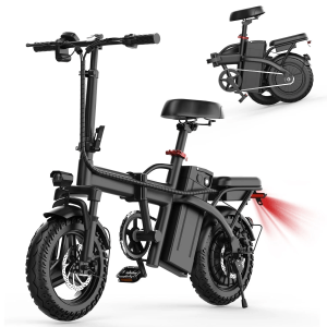 Electric Bike for Adults, 500W Folding Ebike UL2849 ,48V 10Ah Removable Lithium-Battery, Stylish 14" Foldable Commuting Electric Bicycle for Women & Men