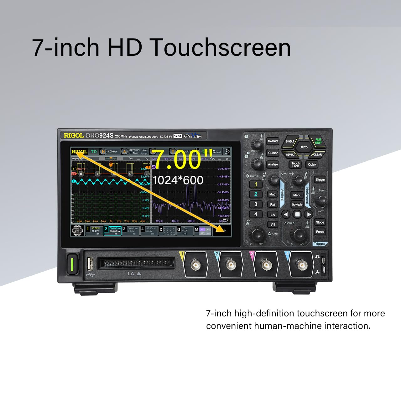 DHO924S 250 MHz Digital Oscilloscope with 12-Bit Resolution, 4 Channels, 1.25 GSa/s Sample Rate - Image 5