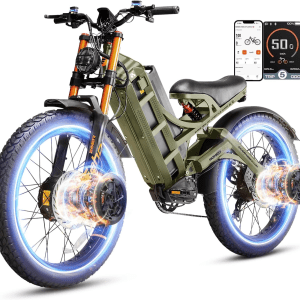 5000W Electric Bike – Dual Motor, 60V 80Ah, 50mph, 250-Mile Range, 26×4 Fat Tires
