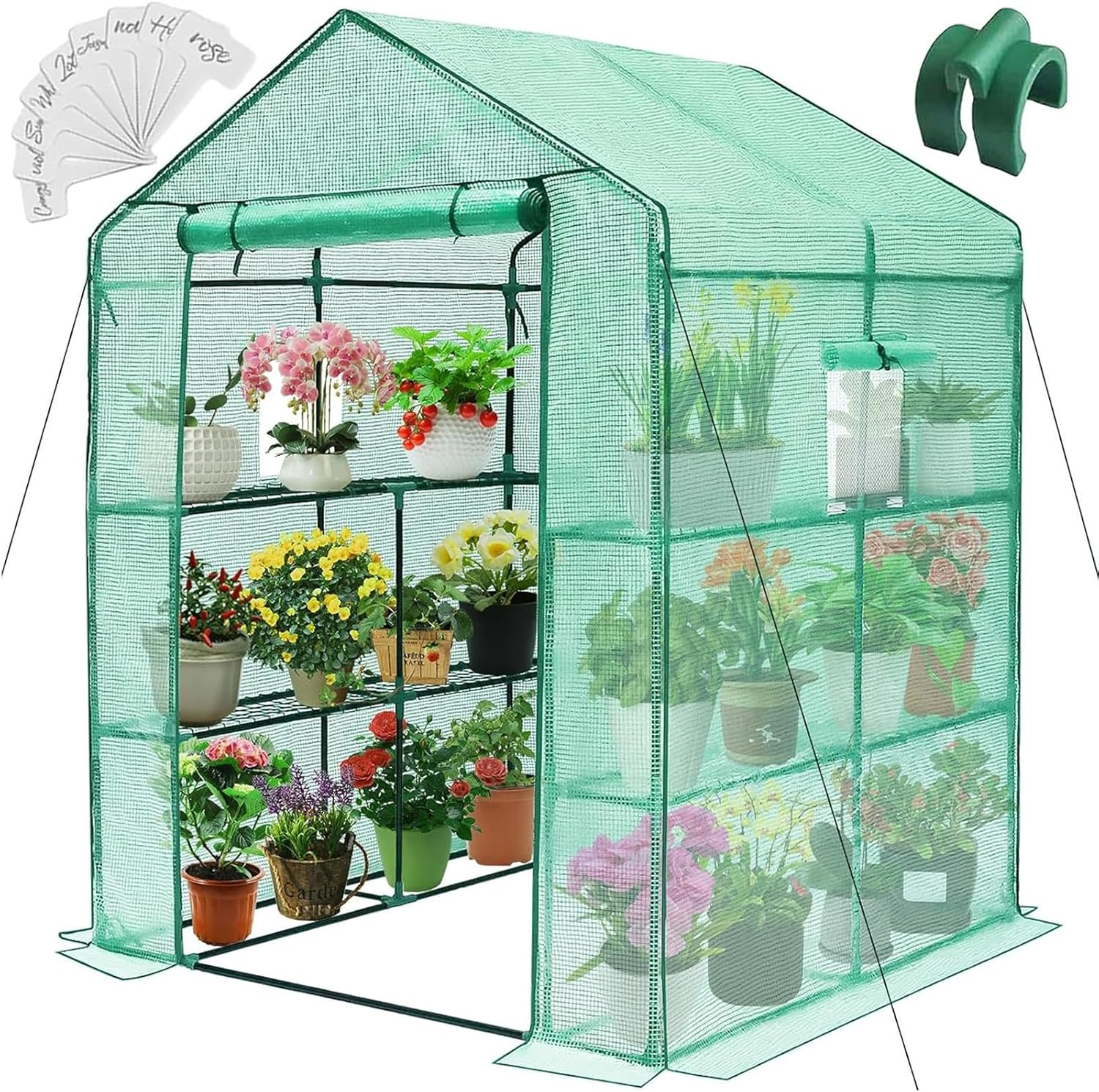 57″×57″×76″ Walk‑In Greenhouse with PE Cover and Shelves