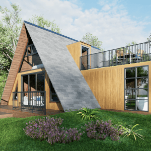 A-Frame Cabin House Plan with Auto CAD File, Blueprint PDF & Realistic 3D Images
