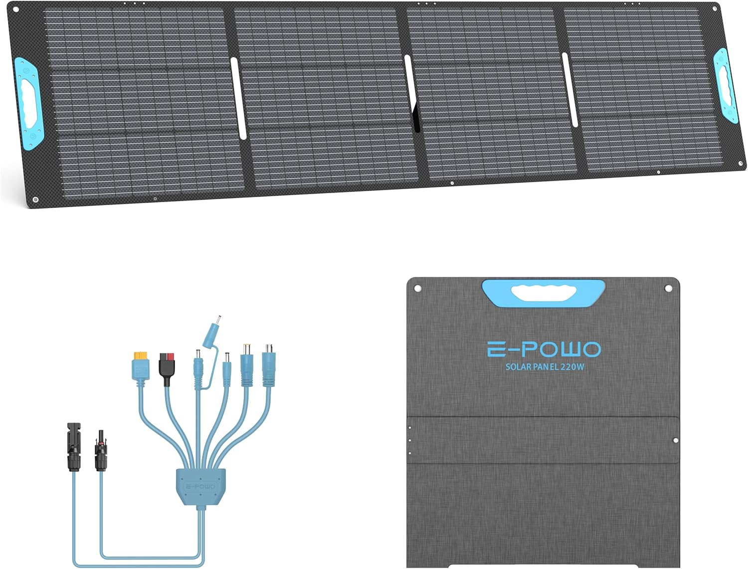 220W Portable Solar Panel for Power Station, 23.5% High Efficiency ETFE Foldable Solar Panels Charger, Fast Installation with Kickstands, IP67 Waterproof for RV, Outdoor Camping, off Grid Blackouts