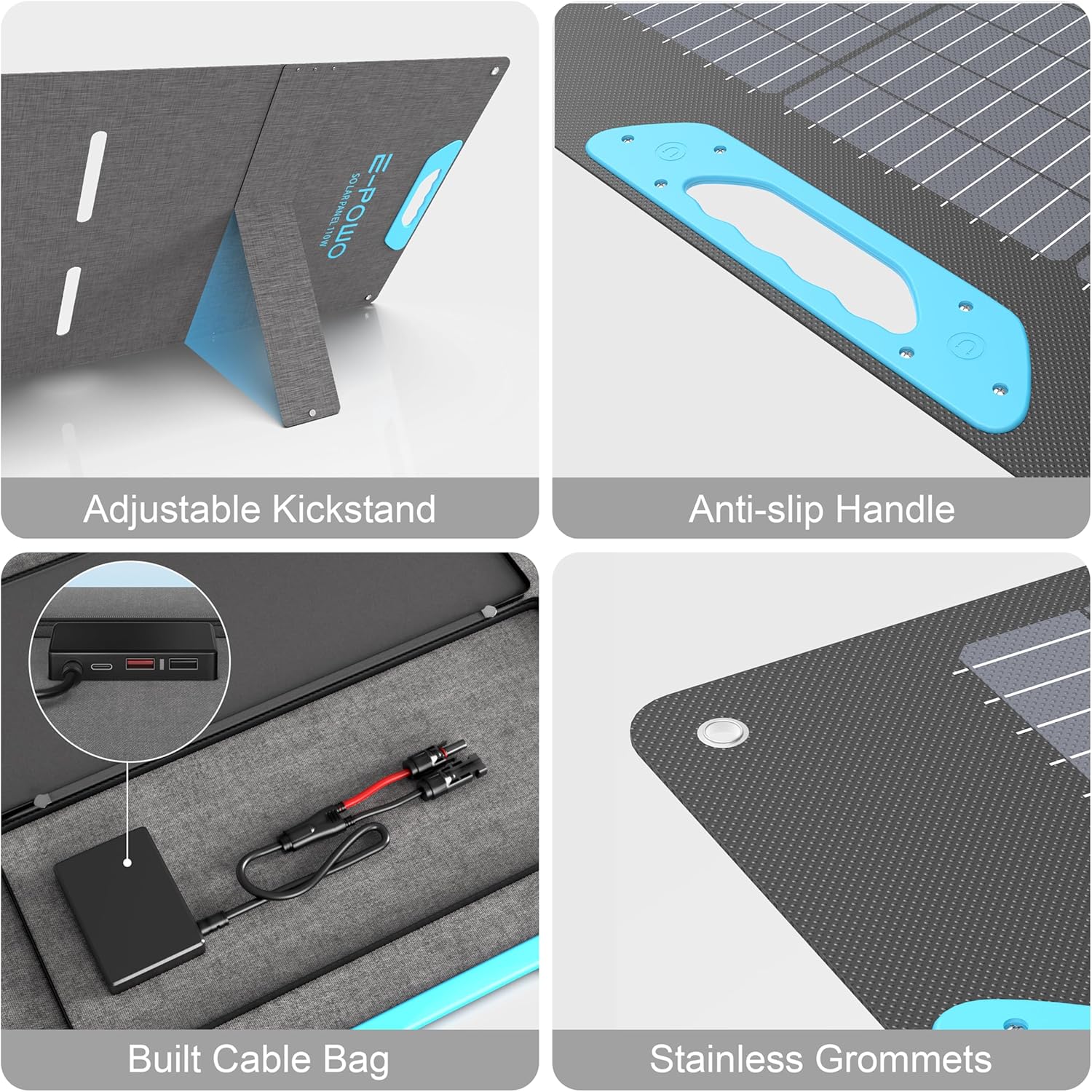 220W Portable Solar Panel for Power Station, 23.5% High Efficiency ETFE Foldable Solar Panels Charger, Fast Installation with Kickstands, IP67 Waterproof for RV, Outdoor Camping, off Grid Blackouts - Image 8