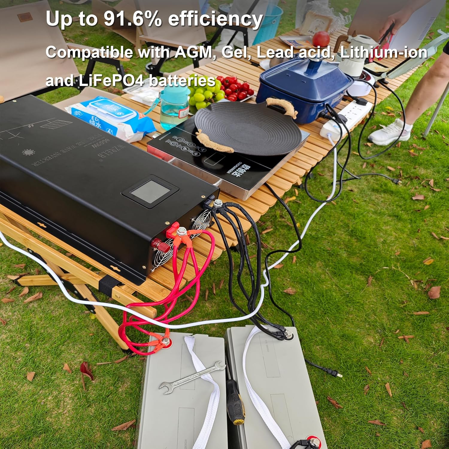 8000W 24V Pure Sine Wave Inverter,24 Volt DC to AC 120V 240V Split Phase Power Inverter,2*Ac Hardwire Terminal,16Kw Surge,High Efficiency up to 91.6% with LCD Display - Image 4