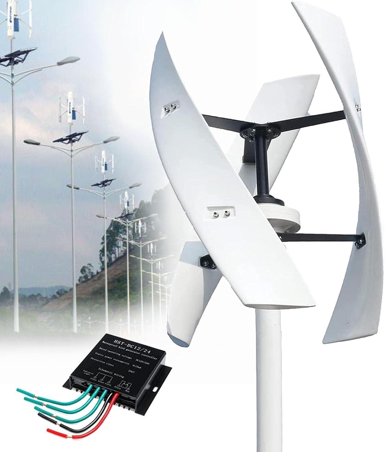 20000W Vertical Axis Wind Turbine Generator - 12V/24V/48V/220V 3-Blade Outdoor Windmill Power Kit with Controller for Renewable Energy & Off-Grid Power Solutions - Image 2