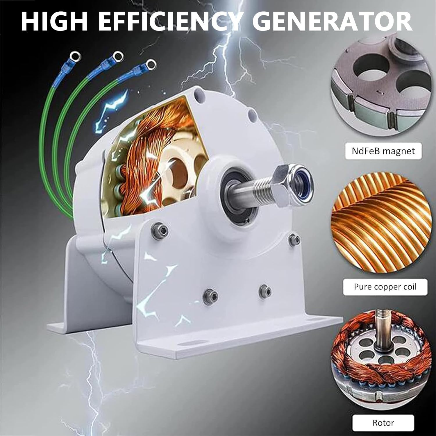 5000W,8000W,10000W,12000W Low RPM Permanent Magnet Generator,3 Phase Gearless Alternator 12V 24V 48V 120V 220V Ac Alternator Water Wind Turbine Generator with Rectifier 48V-10000W - Image 2