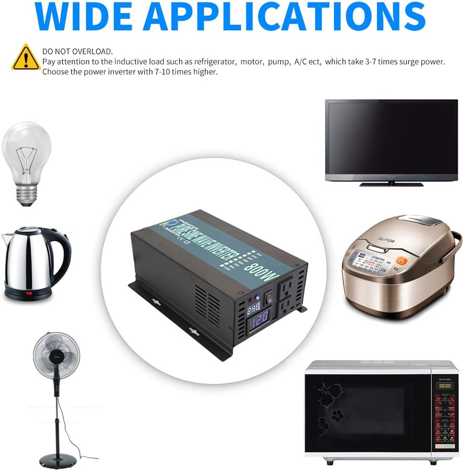 Full Power Full Power Endurable Led Display 800W Pure Sine Wave Solar Inverter 12Vdc to 120Vac, (RBP80012B1) - Image 5
