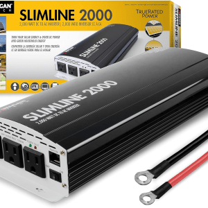 EL3724 2000W Slim Line AC to DC Power Inverter 2000W Truerated Continuous 4500W Surge Power DC 12V to AC 110V Power Inverter with 3 AC Outlets and 2A USB Charging Port