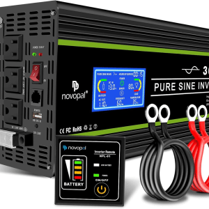 3000 Watt Pure Sine Wave Power Inverter DC 12V to AC 110V 120V Rv Inverters with 3 AC Outlets,High Power Terminal-16 Ft Remote Control, LCD Display for Truck, Hurricane, Home