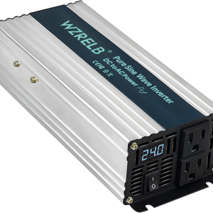 1200W Pure Sine Wave Inverter 24V DC to 110V 120V AC Power Converter with LED Display, Off-Grid Portable Power Inverter with 2 AC Outlets for Home, RV, Truck, Camping