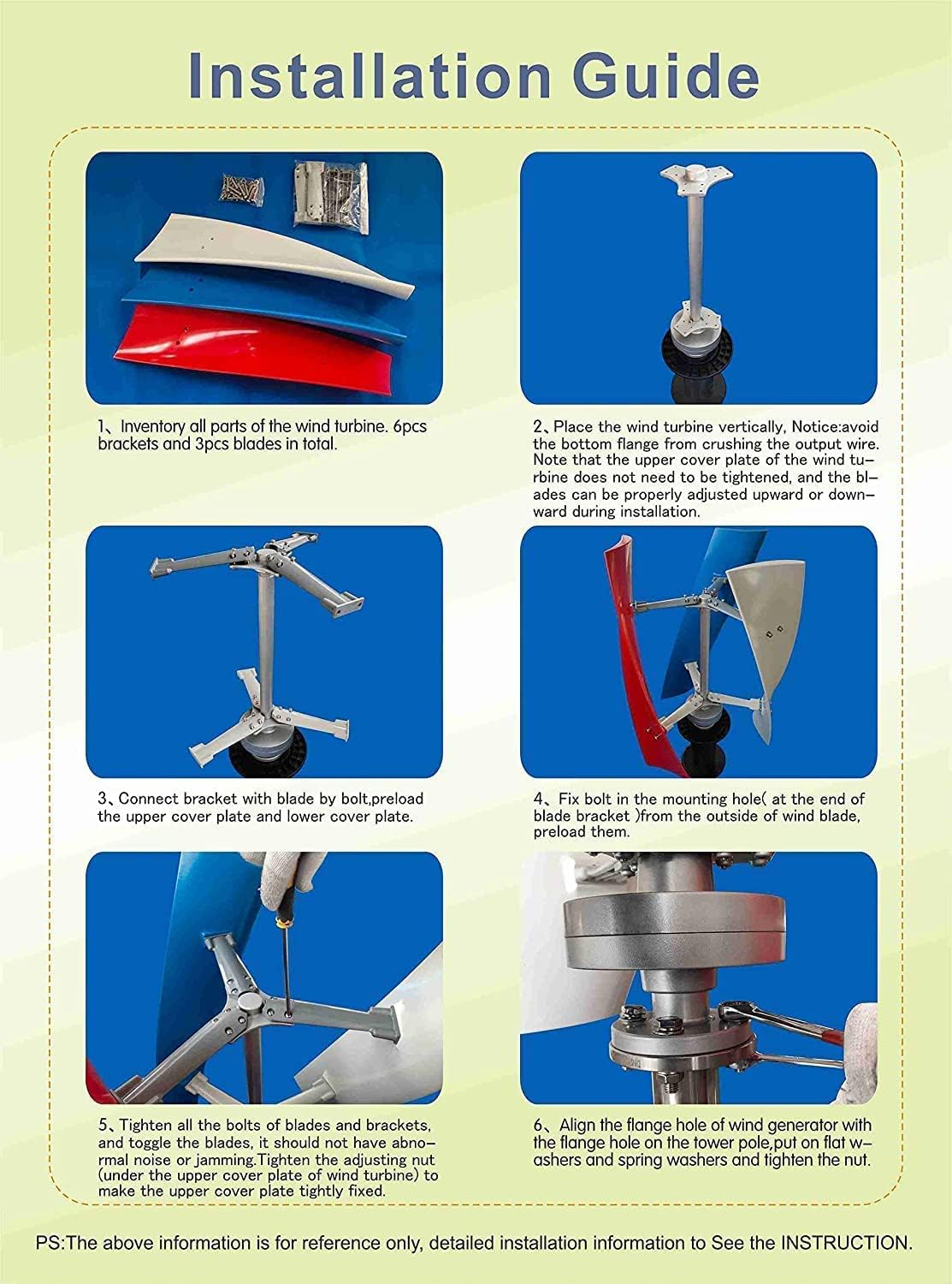 12000W Vertical Wind Turbine Wind Generator, Home Use Wind Turbines White 3 Blade with MPPT Charge Controller - Image 5