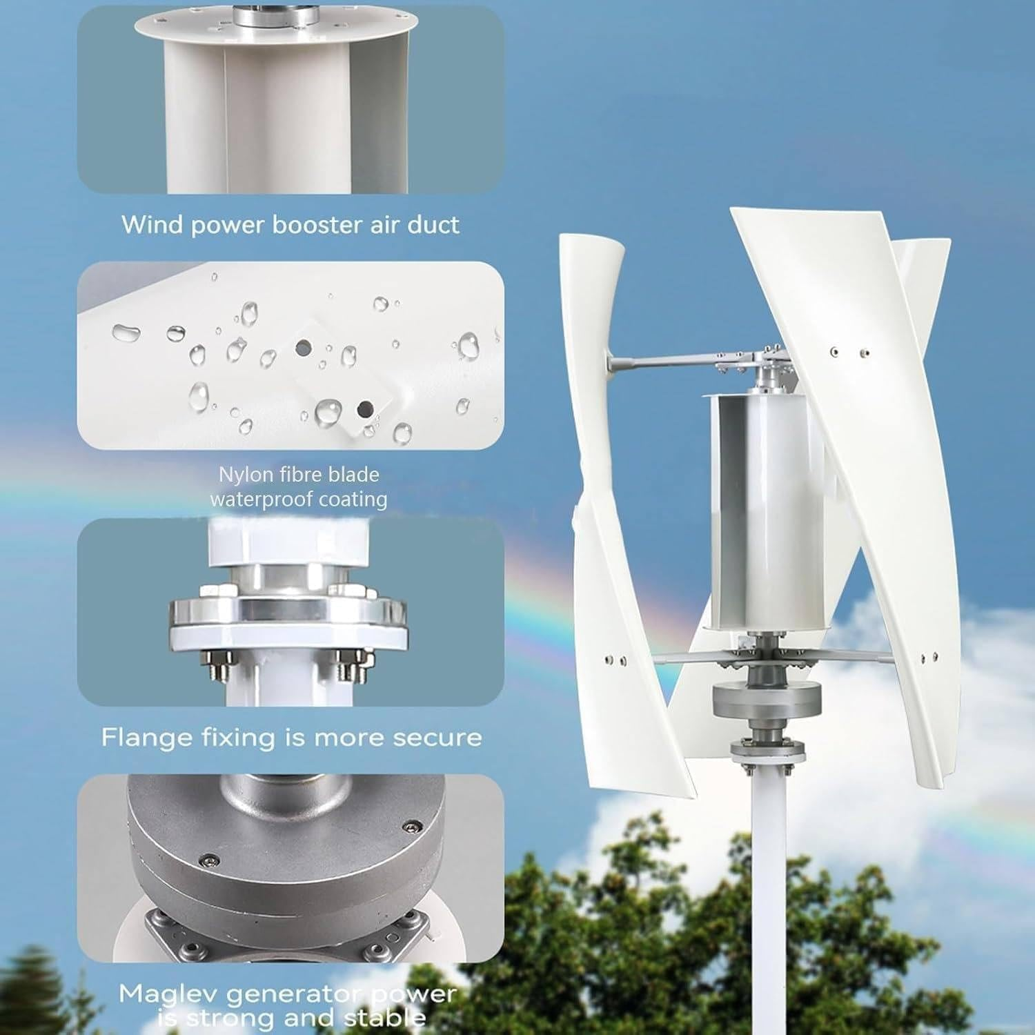 20000W Vertical Axis Wind Turbine Generator - 12V/24V/48V/220V 3-Blade Outdoor Windmill Power Kit with Controller for Renewable Energy & Off-Grid Power Solutions - Image 6