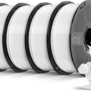 Pre-Dried 4Kg High Speed PLA Filament Bundle, Rapid Tough PLA 3D Printer Filament 1.75Mm ±0.02Mm, up to 600Mm/S, Reusable Spool, Compatible with Bambu Lab and More FDM Printers, (White)